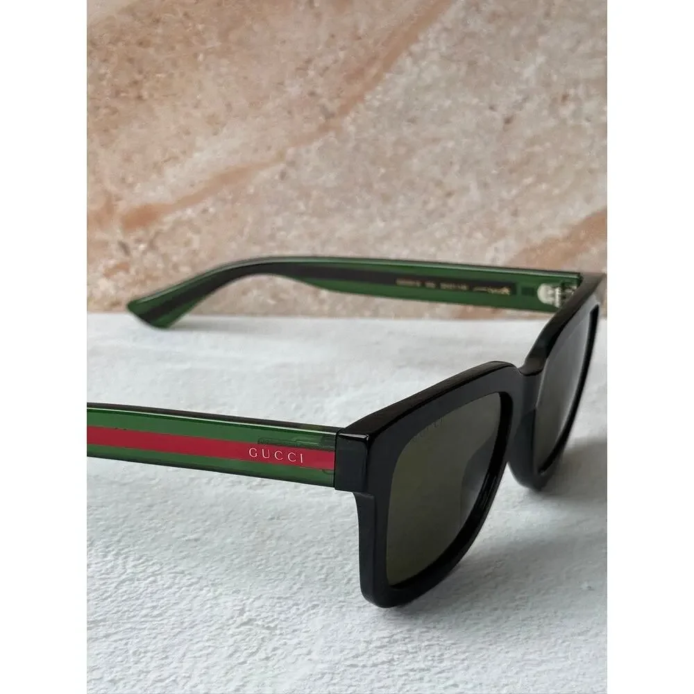 NEW Gucci GG0001S Black Striped Arm Sunglasses - Picture 4 of 6